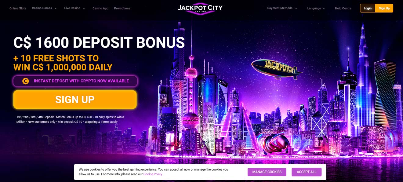 Jackpot City site screenshot