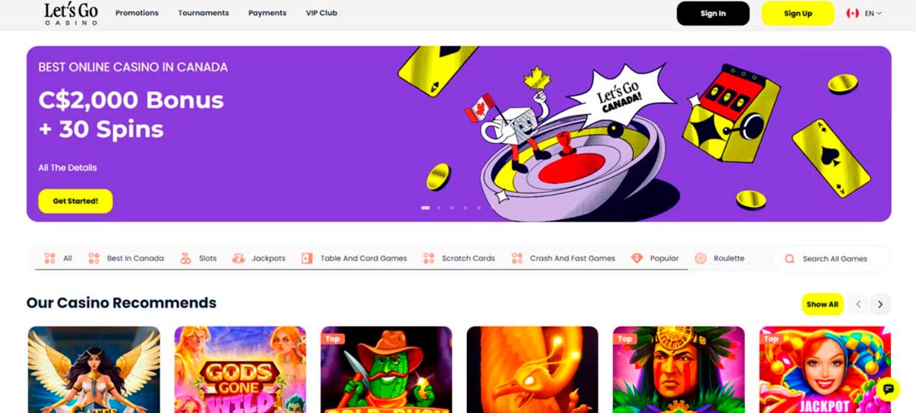 Let’s Go Casino site screenshot