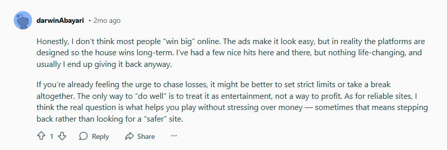 realistic perspective on online casino