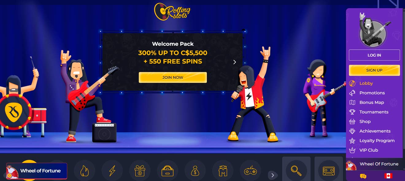 Rolling Slots Casino site screenshot